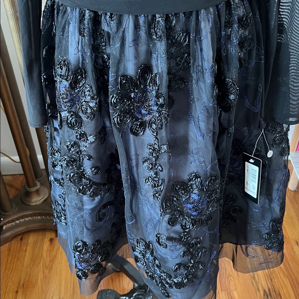 Elegant Black Mesh Long Sleeve Dress NWT - Picture 3 of 7